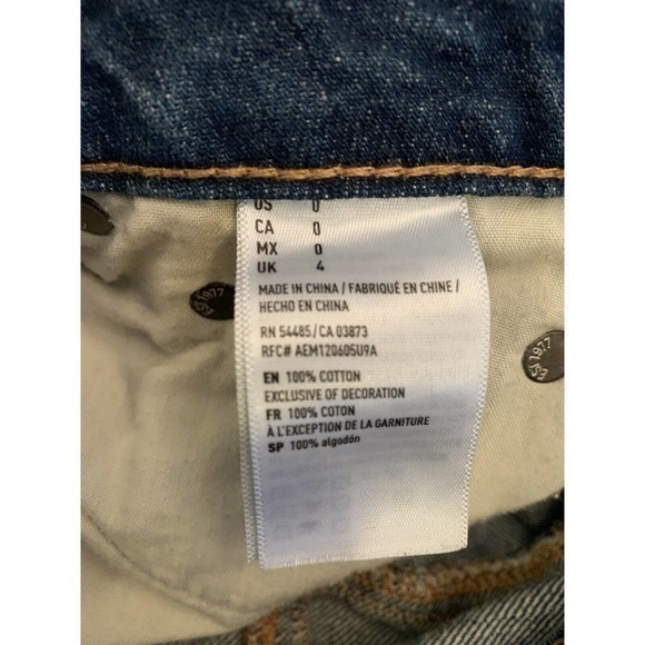 American Eagle‎ Distressed Denim Mini Skirt - Size 0 Button Fly. - Picture 4 of 5